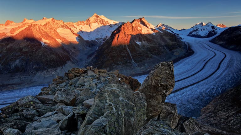 Berner Alpen: Aletschgletscher mit Aletschhorn
