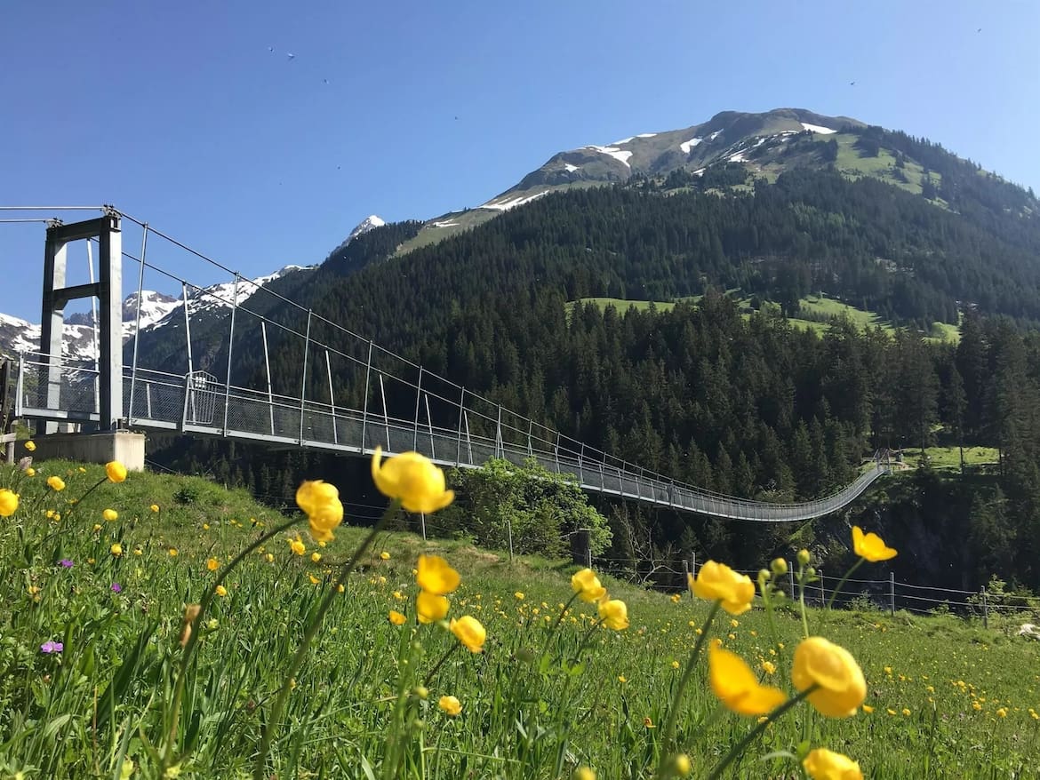 Die imposante Hängebrücke bei Holzgau.